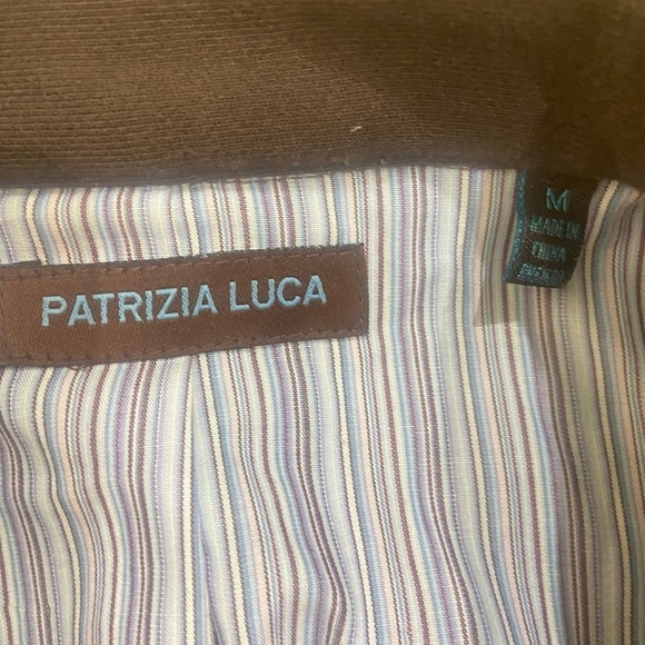 Patrizia Luca 100% Cotton brown button down pea coat big notched collar medium - Picture 10 of 11